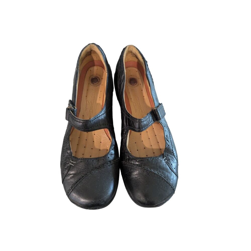 Clarks Womens Black Leather Patch Work Slip On Mary Jane Shoes Size US 8.5 M